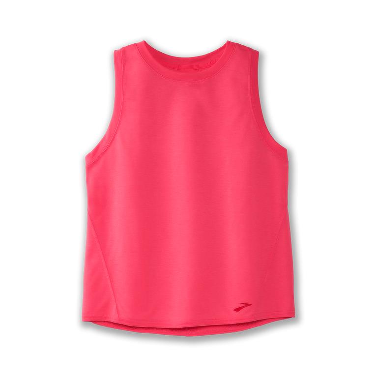 Brooks Womens Distance Running Tank Top - Fluoro Pink (904273-KHJ)